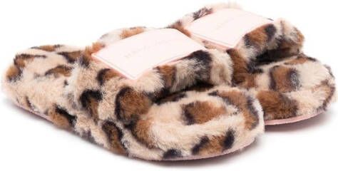 Marc Jacobs Kids leopard-print faux-fur slippers Neutrals