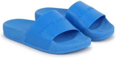 Marc Jacobs Kids logo-debossed textured-finish slides Blue