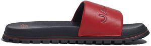 Marc Jacobs logo-embossed leather slides Red