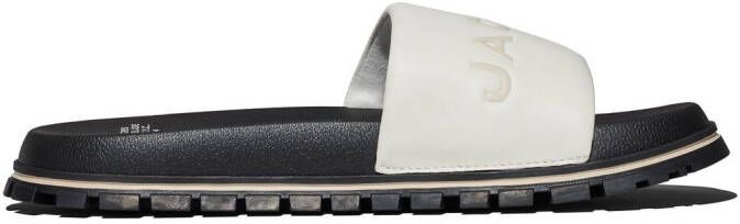 Marc Jacobs The Leather Slide logo-embossed slides White