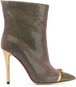 Marco De Vincenzo iridescent studded 100mm leather boots Gold