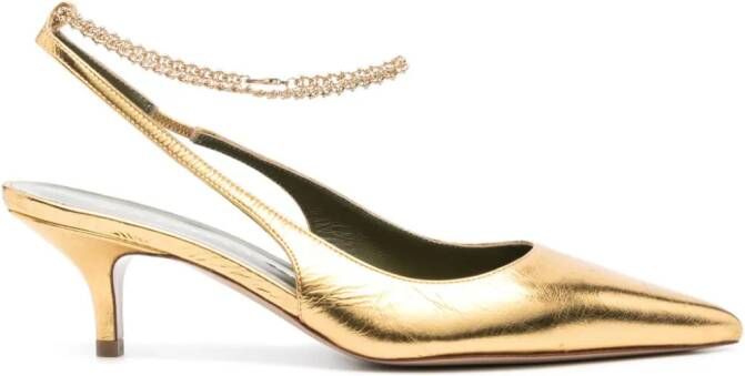MARIA LUCA 55mm chain-detail leather pumps Gold