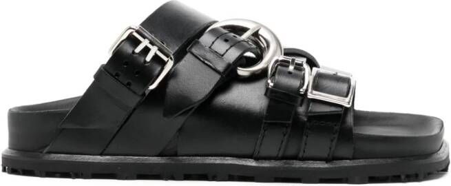 Marine Serre buckled leather sandals Black