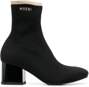 Marni 60mm ribbed ankle boots Black
