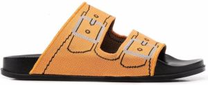 Marni buckle-print double-strap slides Orange
