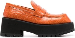 Marni croc-effect moccasin loafers Orange