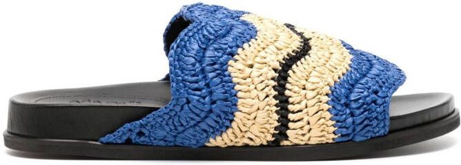 Marni crochet-knit slip-on sandals Blue