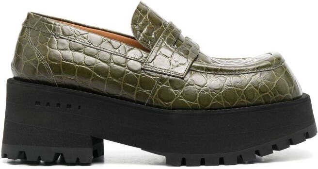 Marni crocodille-effect chunky loafers Green