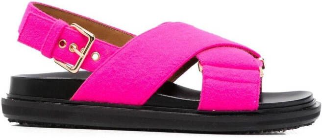 Marni crossover-strap leather sandals Pink