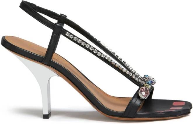 Marni crystal-embellished leather sandals Black