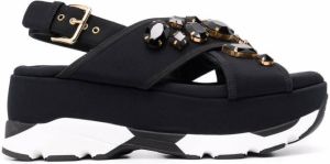 Marni embellished wedge sandals Black