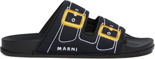 Marni embroidered slip-on slides Black