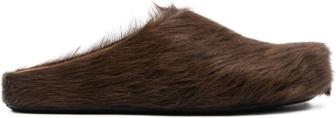 Marni Fussbet Sabot calf-hair slippers Brown