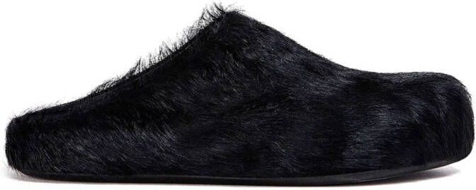 Marni Fussbet Sabot calf-hair slippers Black