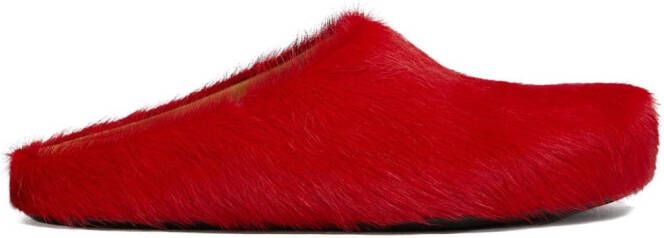 Marni Fussbet Sabot calf-hair slippers Red