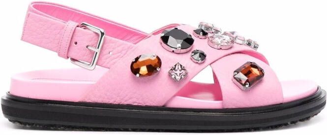 Marni Fussbett crystal-embellished sandals Pink