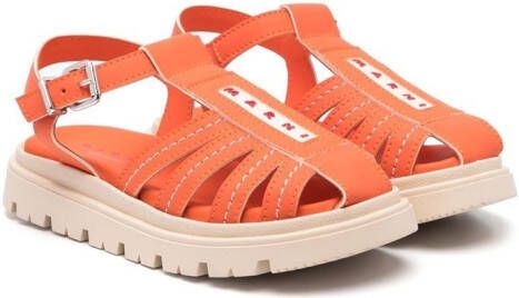 Marni Kids caged-strap sandals Orange
