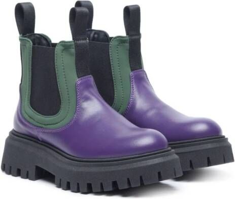 Marni Kids chunky ankle leather boots Purple