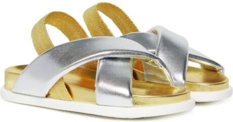 Marni Kids Criss-cross sandals in faux leather Silver