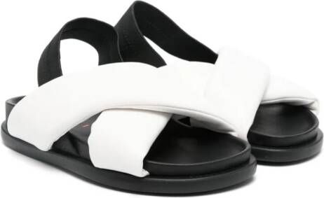 Marni Kids crossover-strap leather sandals White