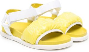 Marni Kids embroidered-logo leather sandals Yellow