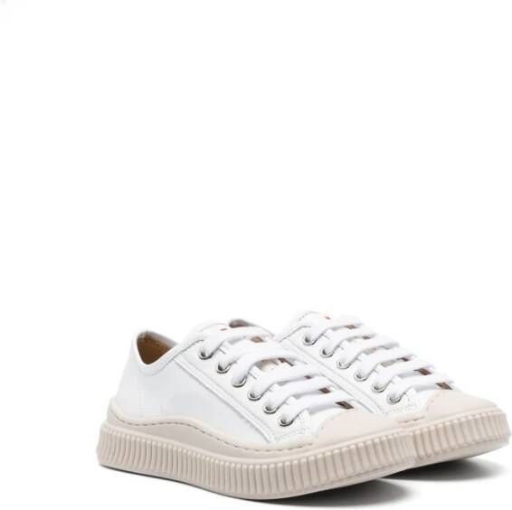 Marni Kids embroidered-logo leather sneakers White