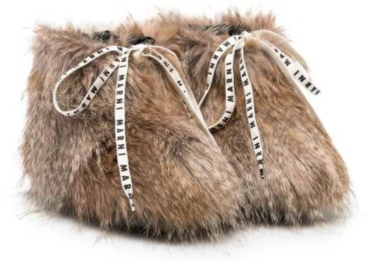Marni Kids faux-fur lace-up boots Brown