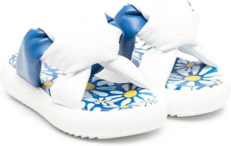 Marni Kids floral-print leather slippers White