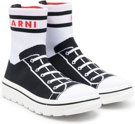 Marni Kids intarsia-knit high-top sneakers Black
