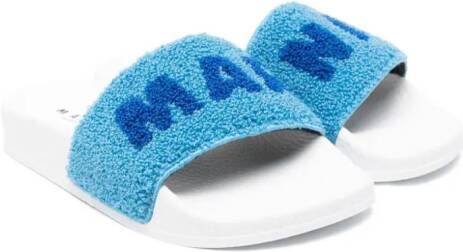 Marni Kids intarsia-knit-logo slides Blue