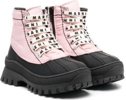 Marni Kids logo ankle boots Pink