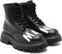 Marni Kids logo-appliqué leather combat boots Black - Thumbnail 1