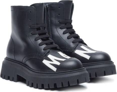 Marni Kids logo-patch leather boots Black
