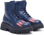 Marni Kids logo-patch leather boots Blue - Thumbnail 1