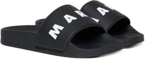 Marni Kids logo-print flat slides Black