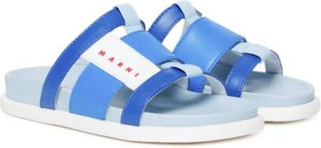Marni Kids logo-print leather sandals Blue