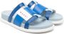 Marni Kids logo-print leather slides Blue - Thumbnail 1