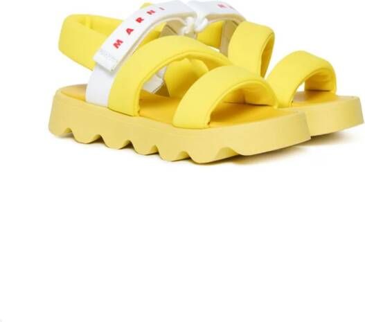 Marni Kids logo-print puffy sandals Yellow