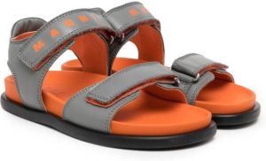 Marni Kids logo-print touch-strap sandals Orange