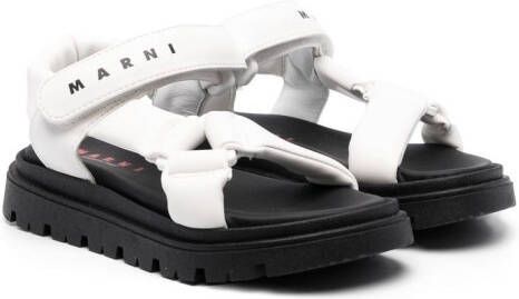 Marni Kids logo-print touch-strap sandals White