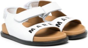Marni Kids logo-print touch-strap sandals White