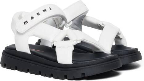 Marni Kids logo-strap leather sandals White