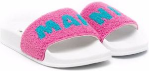 Marni Kids logo-strap slip-on slides Pink