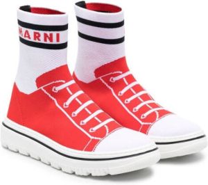 Marni Kids sock-style high-top sneakers Red