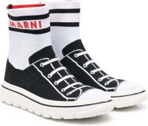 Marni Kids TEEN intarsia-knit high-top sneakers Black