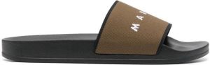 Marni logo-jacquard canvas sliders Green