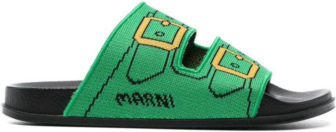 Marni open-toe slip-on sandals Green