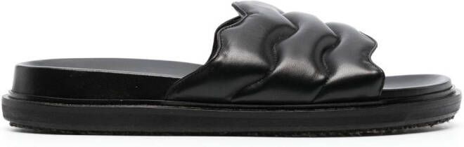 Marni padded-design nappa leather slides Black