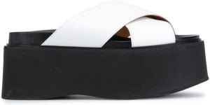 Marni platform cross-strap leather sandals White