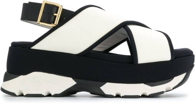 Marni platform cross strap sandals Black